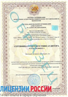 Образец сертификата соответствия аудитора №ST.RU.EXP.00005397-3 Касимов Сертификат ISO/TS 16949